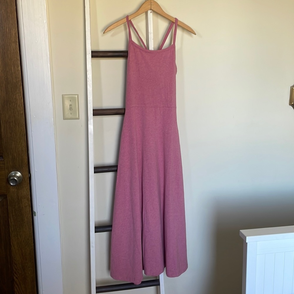 Pact pink dress racerback stretchy with pockets